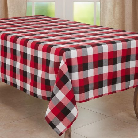 SARO LIFESTYLE SARO  65 x 90 in. Oblong Red Plaid Pattern Tablecloth 6355.R6590B